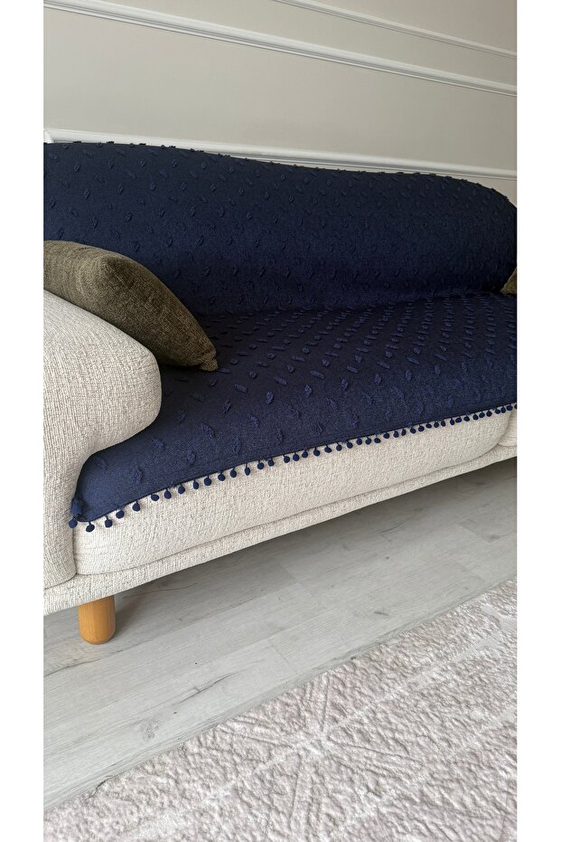 Bohemian Tasseled Striped Pompom Sofa Cover 190X220 cm Decorative Sofa Bed Throw Non-Slip Multi-Purpose