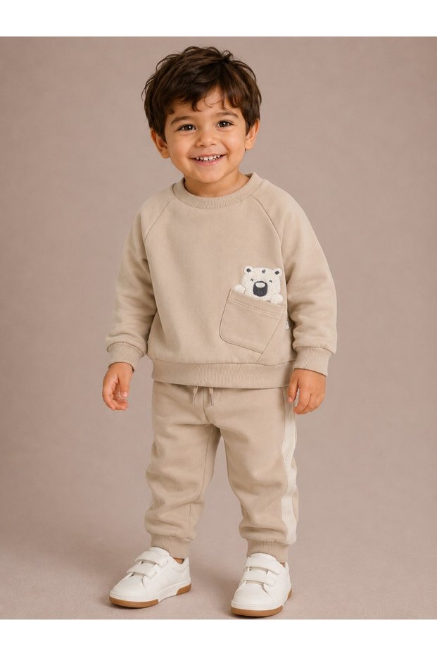 Boys Bear Pocket Sweatshirt & Jogger Co-Ord Set
