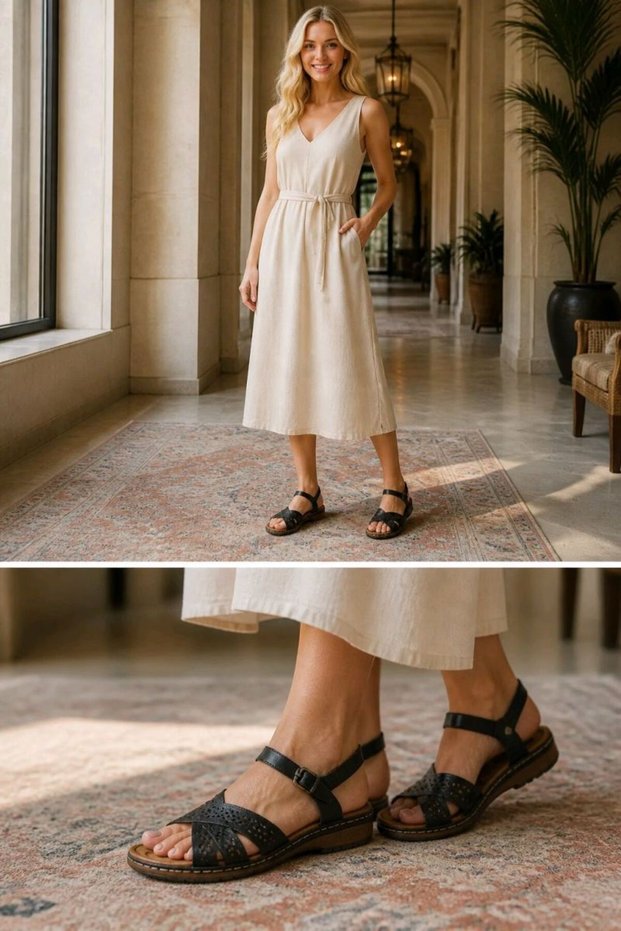Size 36 Luxury Black Color Soft Sole Sandals