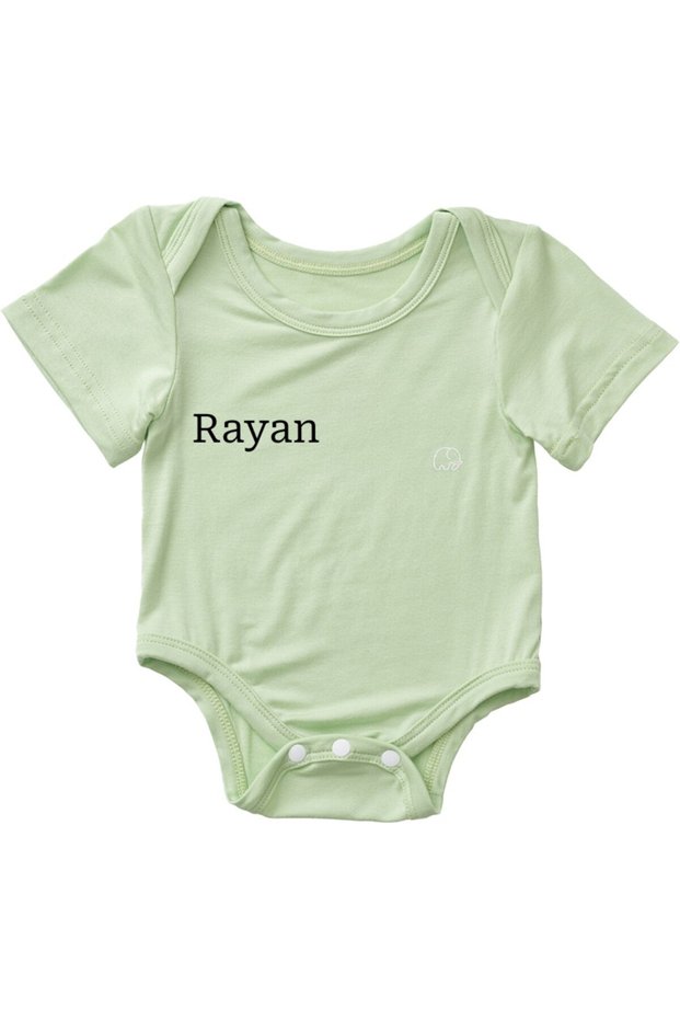 - Personalized Baby Organic Bamboo Spandex Bodysuit - Light Mint_0-3M