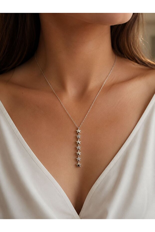 Star Figured Y Steel Necklace