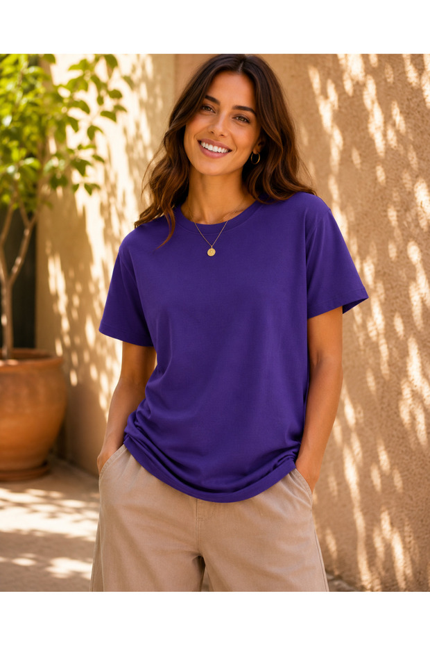 Women's Oversize T-Shirt Unprinted Printed 100% Cotton T-Shirt Comfortable Fit