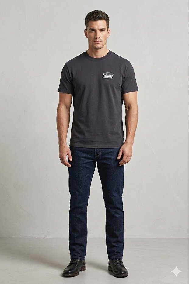 Vintage Cut Printed Round Neck T-Shirt, Jet Black