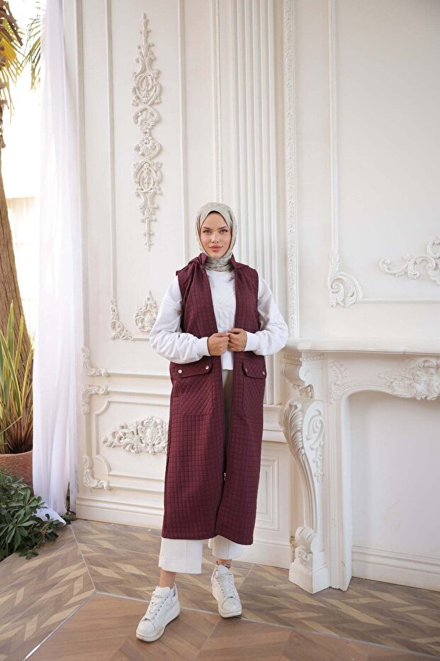 سترة مبطنة - أحمر كلاريت
