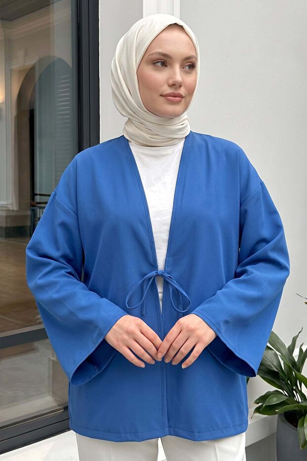كيمونو برباط من الخيوط 40046 - أزرق ساكس