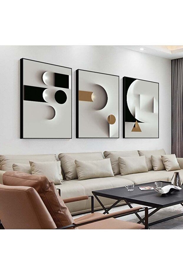 FASHION HOME 3PCS Wall Art Bright Style Minimalist Decor Modern Abstract Canvas Prints Poster Picture Framed Paintings Decorations