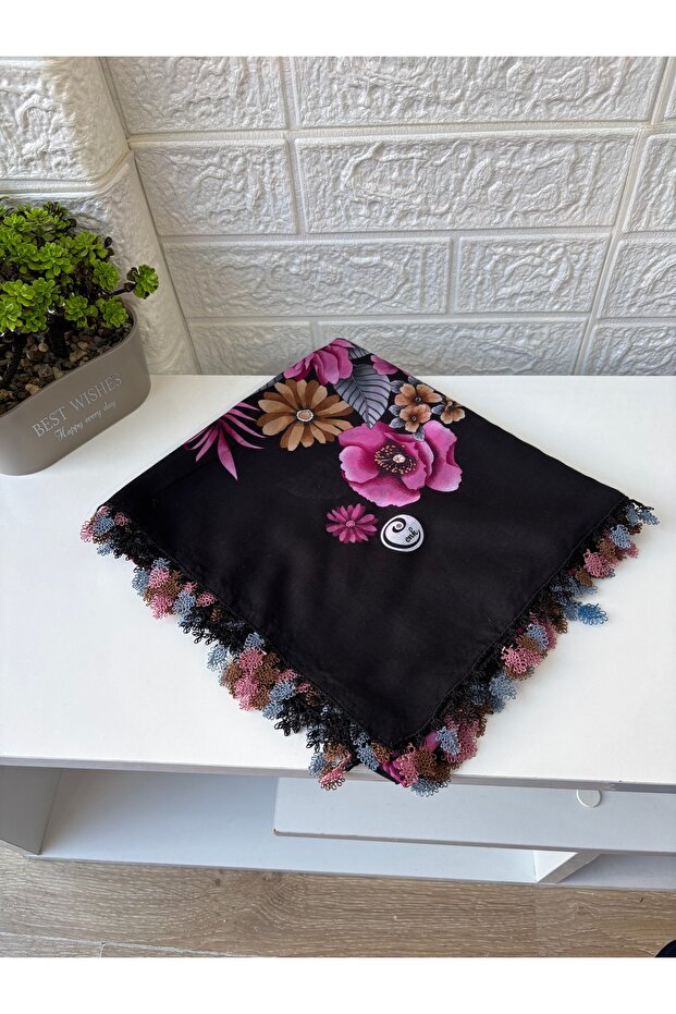 Needle Embroidered Handmade Scarf, Cheesecloth Writing, Dowry Gift