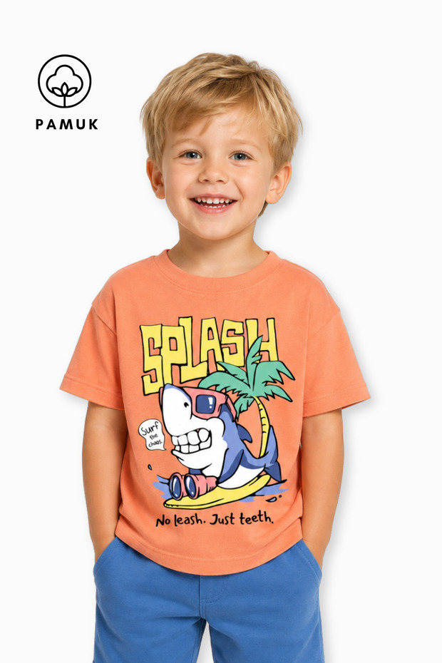 Cute Shark Printed Casual Short Sleeve Summer Boy's T-Shirt