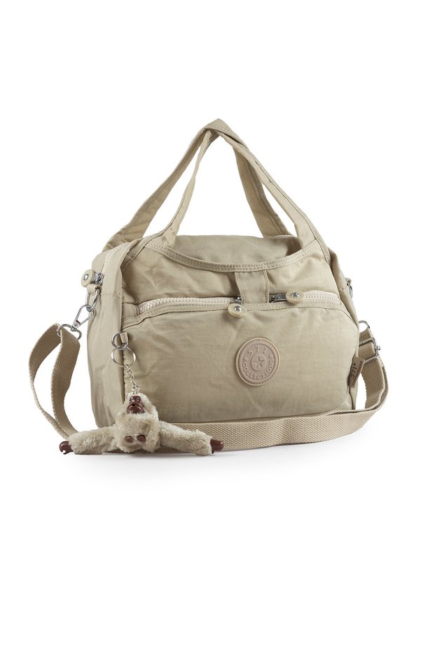 Crinkle Waterproof Lightweight Fabric Women's Multi-Compartment Crossbody Daily Hand Shoulder Messenger Bag Cream 146Z
