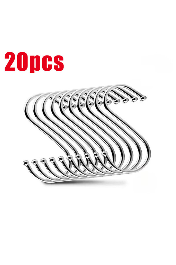 20pcs 5cm 1/5/10/20Pcs Stainless Steel S Shaped Hook Kitchen Bathroom Clothing S-shaped Hanger Hooks