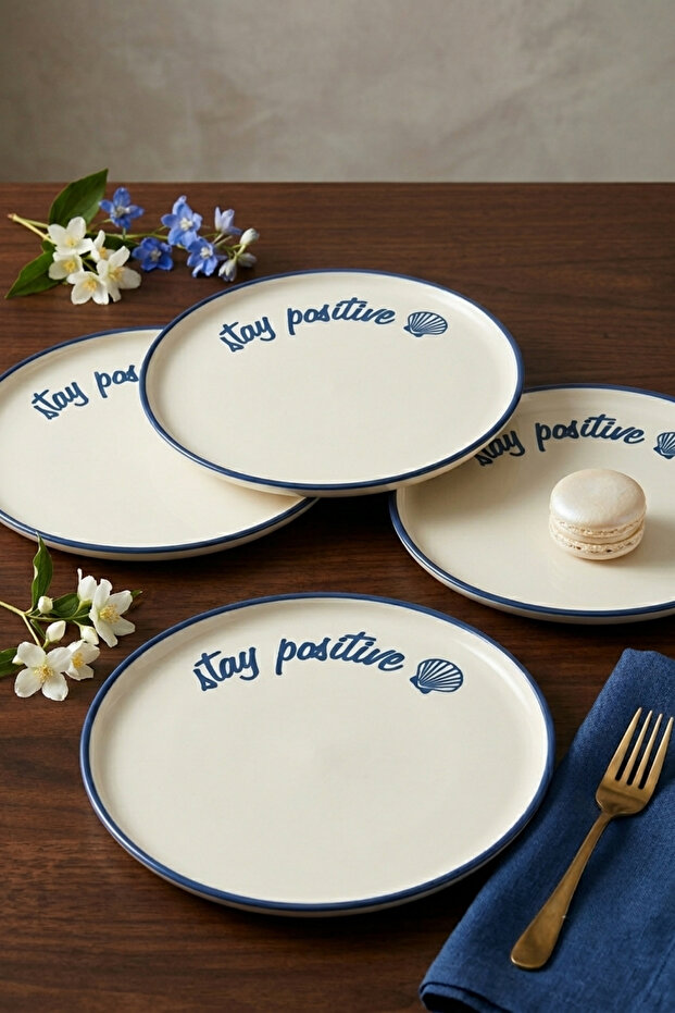 Stay Positive Nordic Pasta Plate 22 cm 4 Pieces 22952