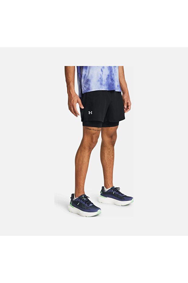 شورت رجالي للجري مقاس 5 بوصات من Black Launch 2-in-1