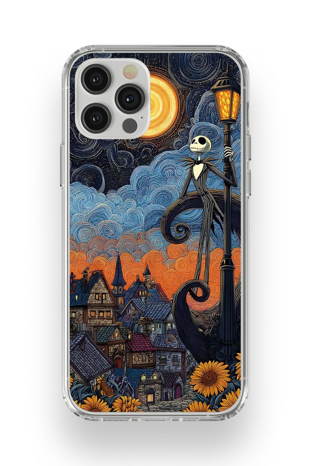 iPhone 12 Pro Max Compatible Jack Skellington Patterned Transparent Phone Case
