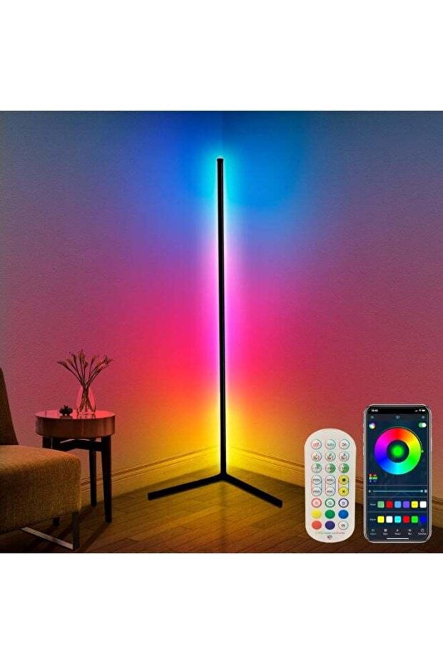 LED Corner Floor Lamp,56” RGB Floor Lamp with Music Sync,Modern Mood Lighting Corner Lamp with Remote & App Control