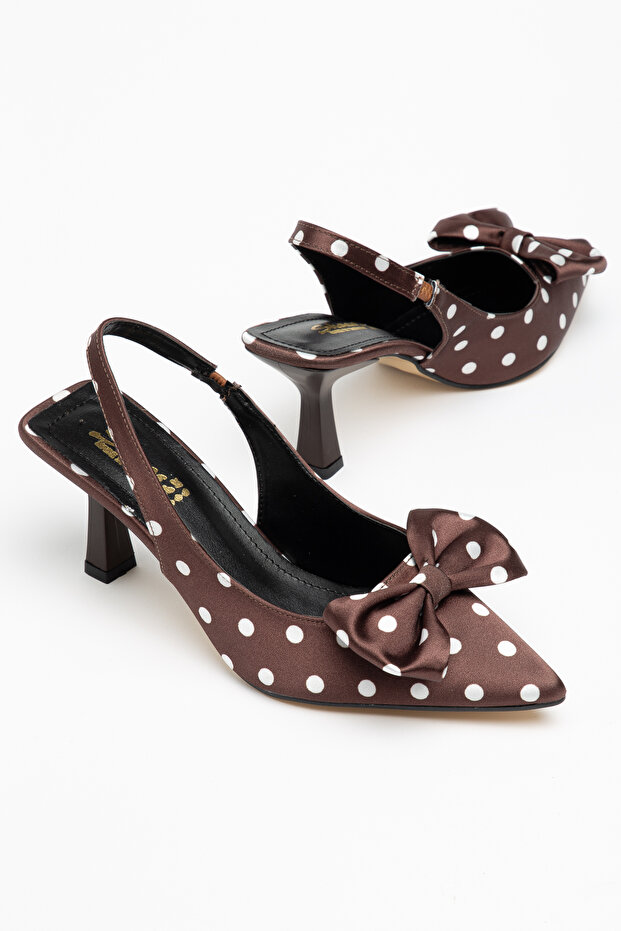 Open Back Pointed Toe Bowknot Satin 8 Centimeter Heeled Women's Shoes