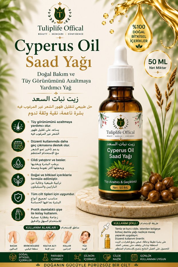 Cyperus Oil (Saad Oil) Care Oil That Helps Reduce the Appearance of Hair 50 ml