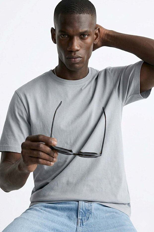 Men's Crew Neck Regular Fit T-Shirt - Gray