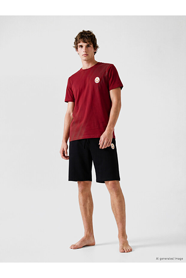 Red Printed Men's Shorts Pajama Set