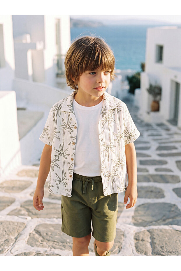 Nevavm Palm Tree Printed Boy's Shirt with a Difference