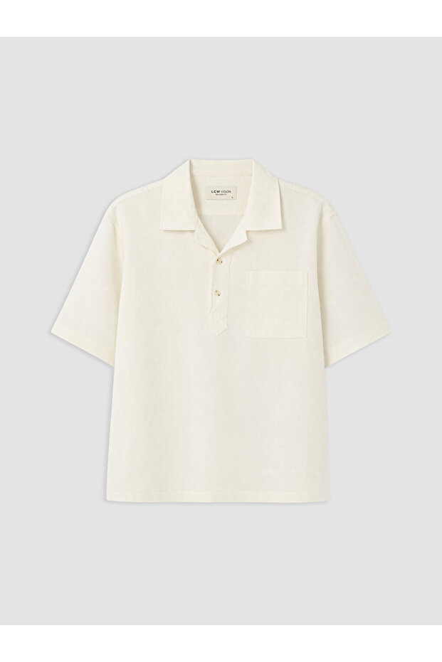 Ecru Regular Fit 100% Linen Men's Shirt