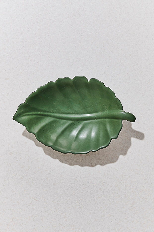 طبق زخرفي من السيراميك Leaf 1، مقاس M، للعرض، تصميم أنيق