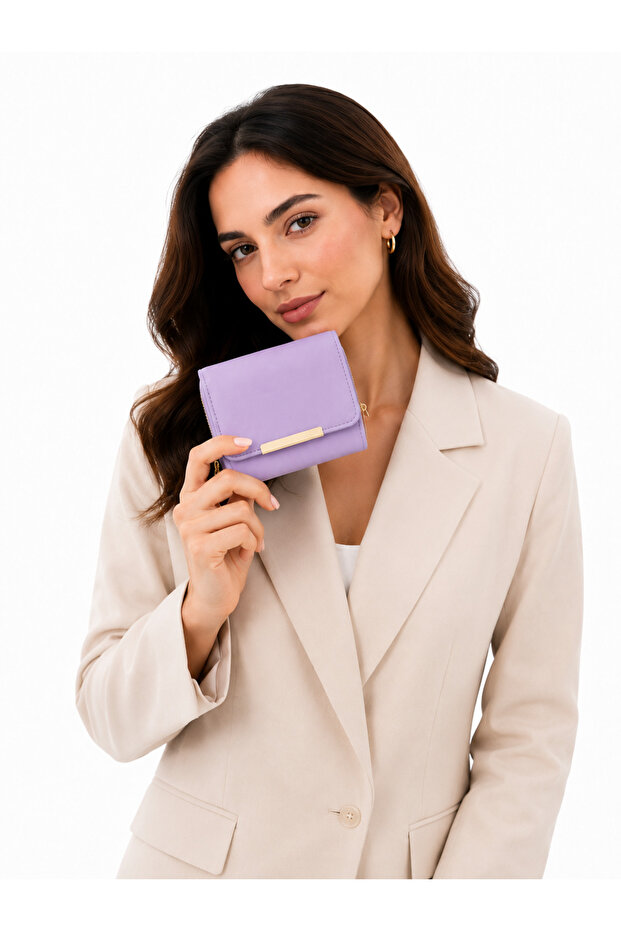 Glanzia Liora Lavender Women's Wallet with Zipper Card Holder Compact Stylish Wallet