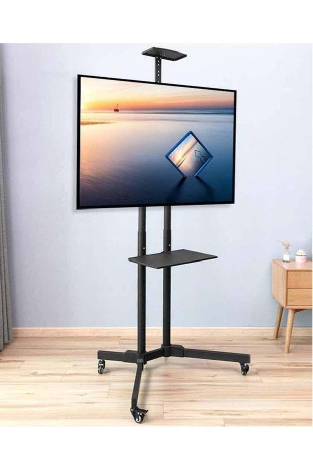 Mobile TV Stand, TV Cart with Mount on Lockable Wheels and 2 Trays for 32-65inch LED and LCD Screen (32-65in with 2 trays)
