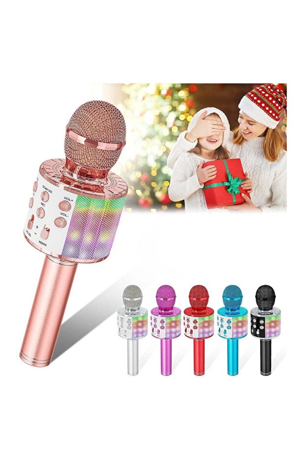 Kids Karaoke Microphone Upgrade Bluetooth Wireless Karaoke Microphones for Girls Boys Adults Singing Speaker Mic