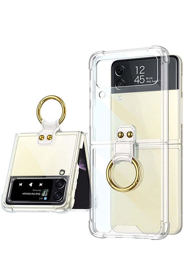 Samsung Z Flip 4 Case, Galaxy Z Flip 4 Clear Case with Ring Stand Protective Cover for Samsung Galaxy Z Flip 4 5G