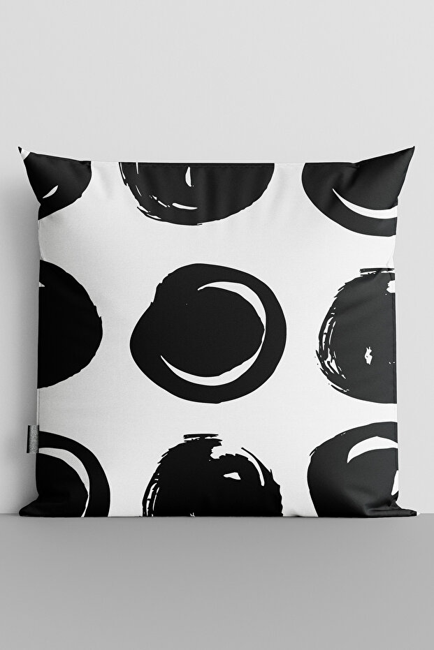 Black Circles Double Sided Digital Printed Throw Pillow Cover