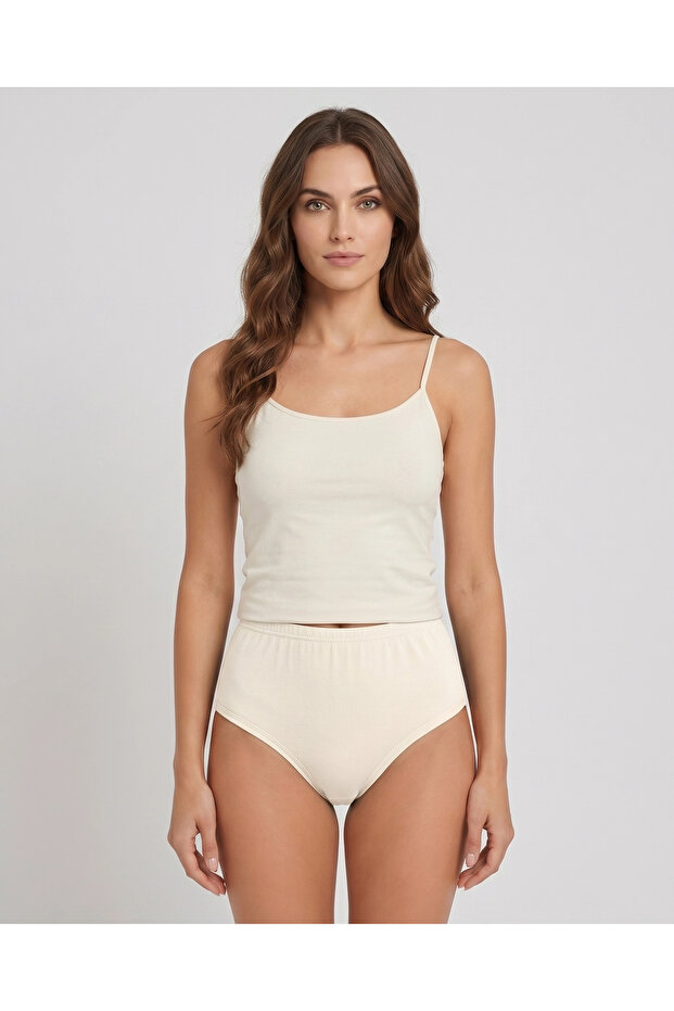 Women's Ribbed Cotton Panties, Skin Color, 12-Pack