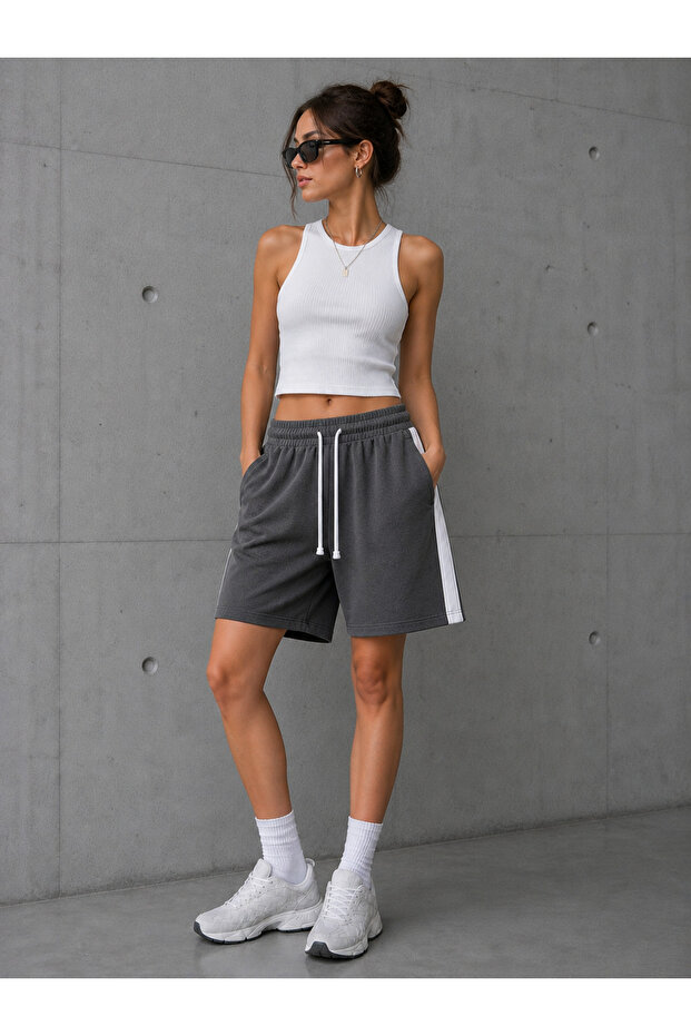 Women's Comfortable Cut Shorts with Striped Details