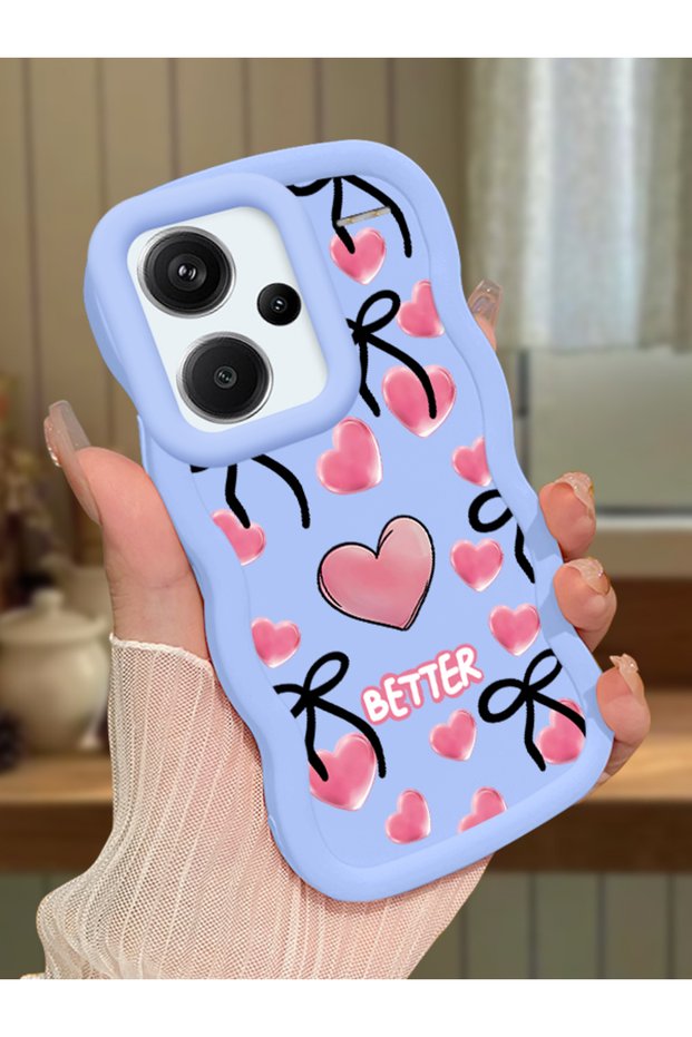 Redmi Note 13 Pro Plus 5g Compatible Case Camera Protector Blue Silicone Couple Phone Case Heart Pattern