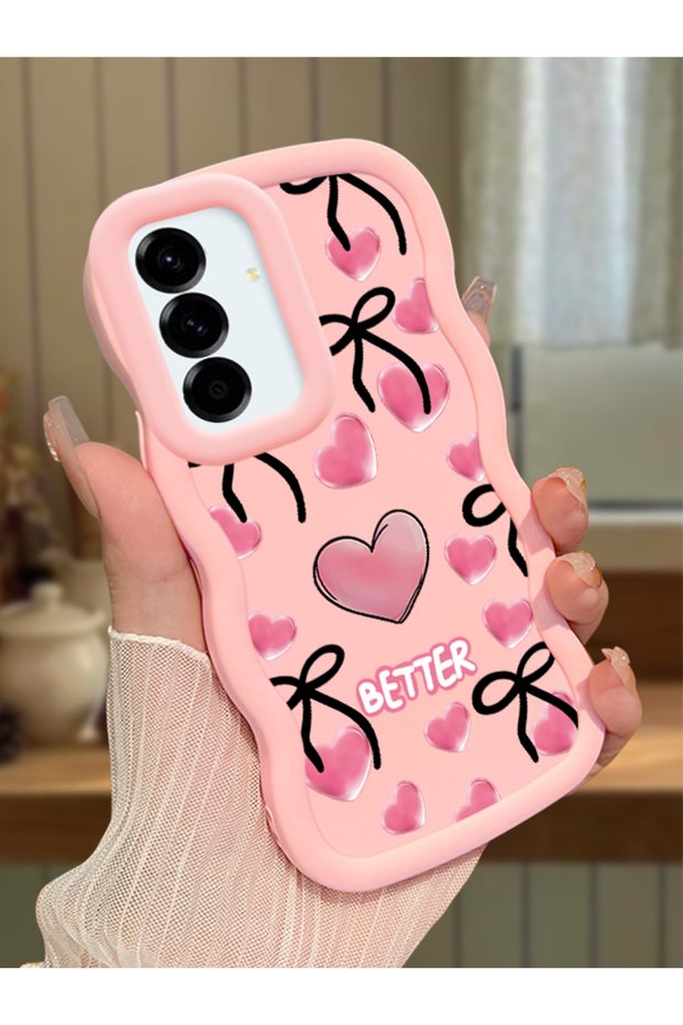Samsung Galaxy A56 Compatible Case Camera Protector Pink Silicone Couple Phone Case Heart Pattern