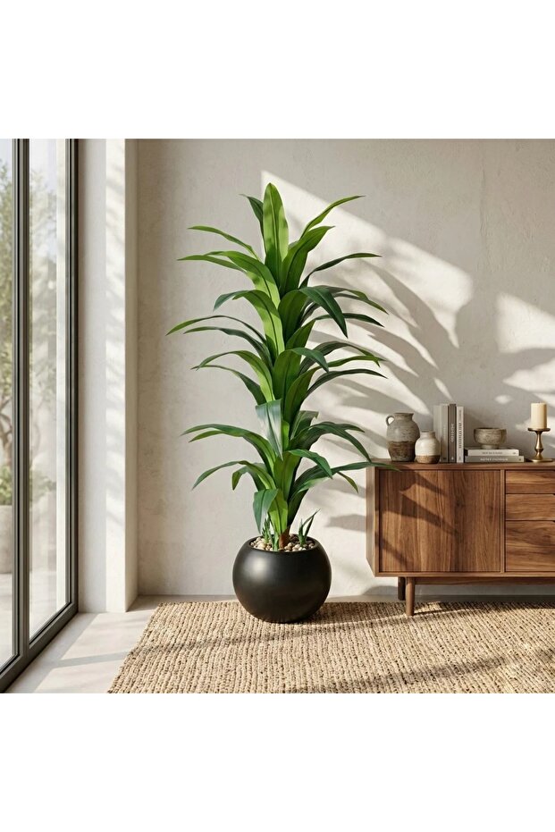شجرة زرا صناعي بتصميم كلاسيكي وبمركن بلاستيك فرع ــ اسود ــ 24x24x140 سم