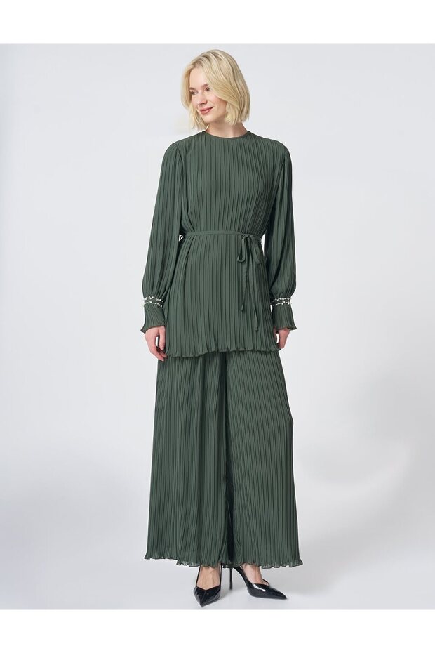 Pleated Double Suit Khaki