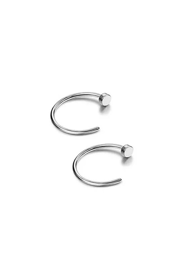 1.0x8mm Silver 2Pcs Fake Nose Rings for Women, 316L Stainless Steel Lip Rings Labret Ring Nostril Ho