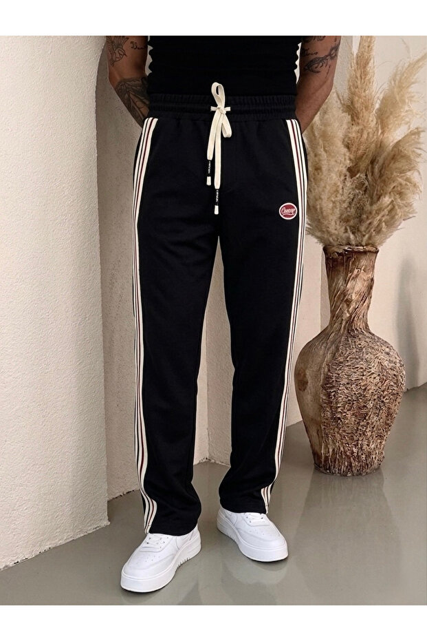 Champ Colorful Embroidered Loose Tracksuit Black