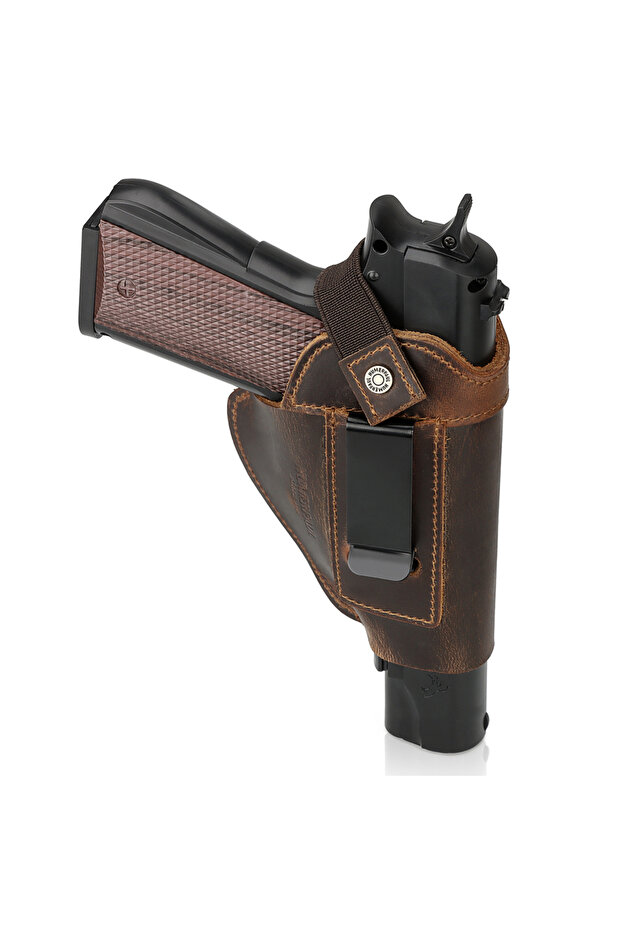 coffee Genuine Leather Universal Cover With Concealed Carry Holsters Belt for All Size Handguns