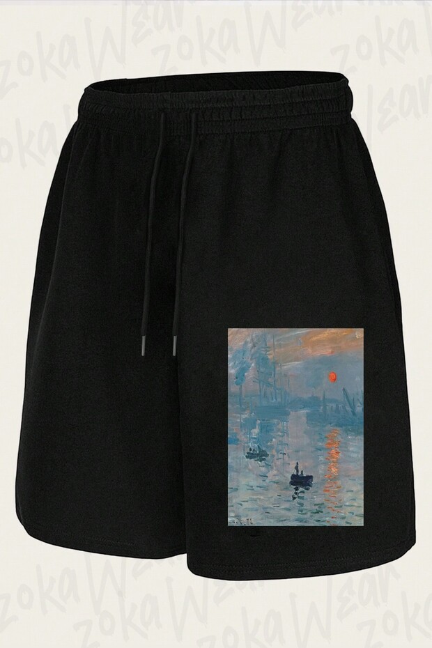 Unisex Monet Impression Sunrise Fine Art Design Printed Shorts