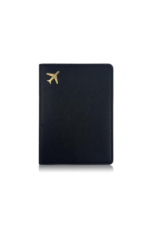 black Luxury Gold Airplane Passport Cover Custom Name Men Women Business Passport Holder Personalize