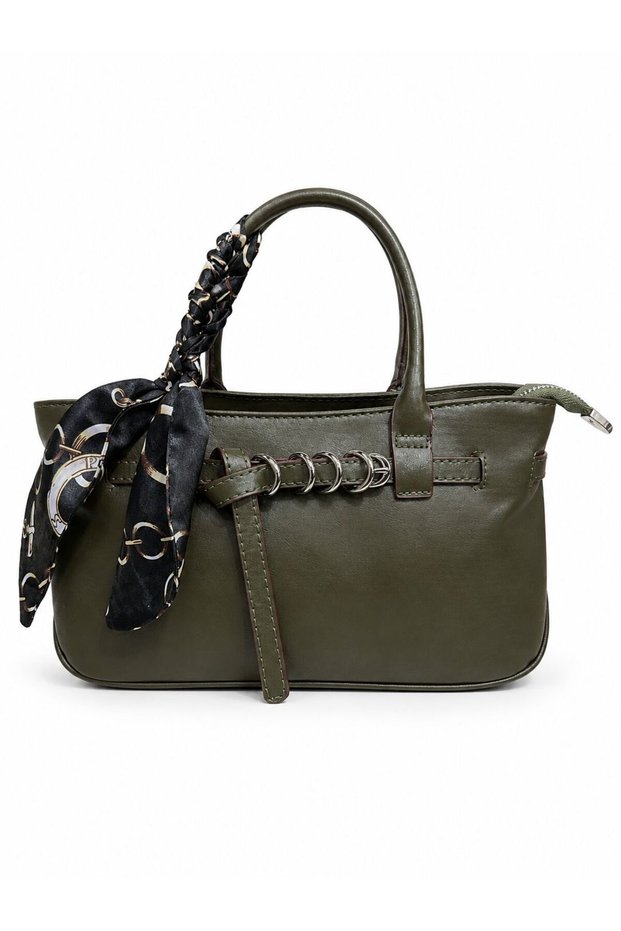 Stylish Shoulder and Hand Bag with Scarf Detail | Daily Bag with Metal Ring Design