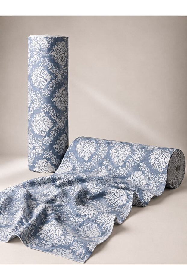 Metered Bedding Fabric 1 Meter Blue Spiral Pattern