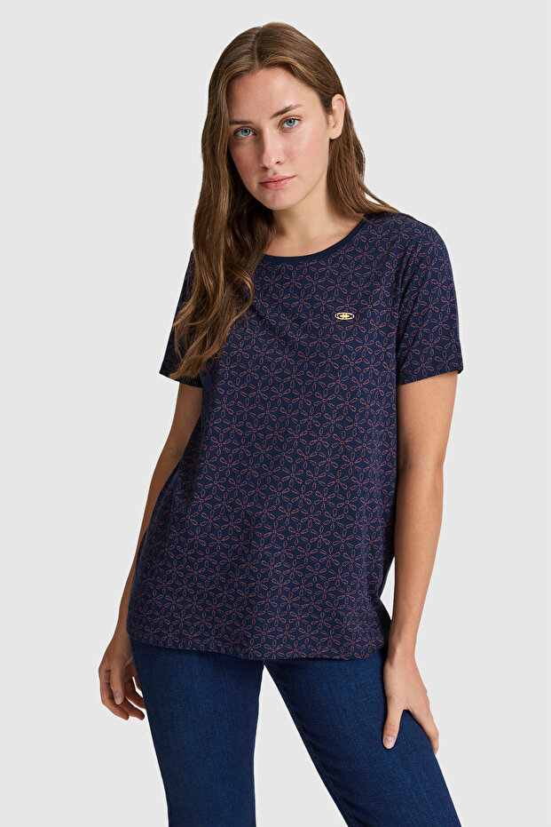Women's Navy Blue Crew Neck T-Shirt 50323486-Vr033