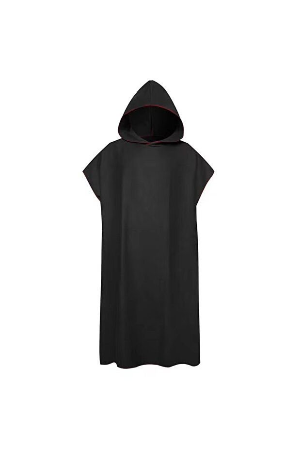 Black Surf Poncho Changing Towel Hooded Robe Microfiber Beach Blanket Bath Towel Swim Towel Wetsuit