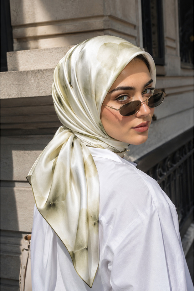 Soft Floral Pattern Scarf Series Green Olive
