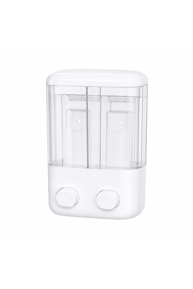 Double Chamber Wall Mounted 1000ml Hand wash Dispenser Manual Push Pump Liquid Soap & Shampoo Dispenser for Bathroom, Kitchen & Commercial Use