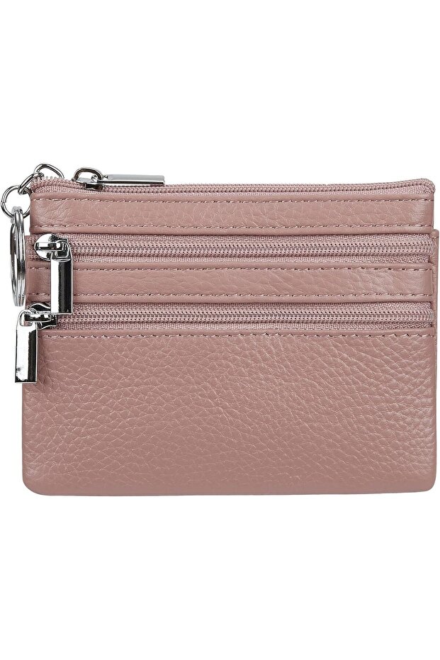 Genuine Leather Purse for Women with Keyring