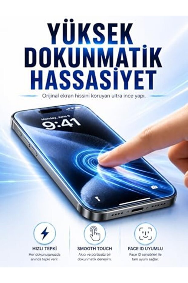 واقي شاشة من الزجاج المقوى متوافق مع هاتف iPhone 15 Pro من edl، صلابة 9H، شفاف، سطح لامع edl