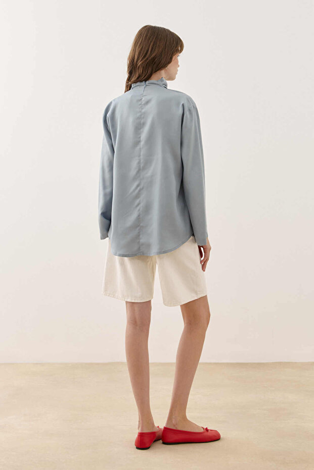 Flowy Tencel Blouse Blue